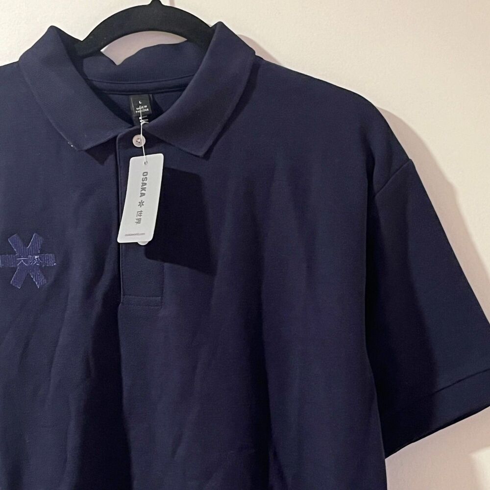 Osaka Unisex Polo Basic Navy Blue Size Large 100% Organic Cotton Osaka Hockey
